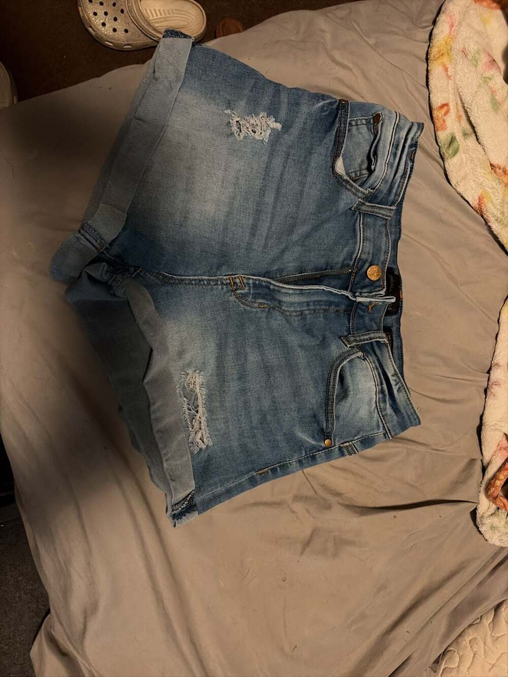 Kendall + Kylie The Icon Short Distressed Rolled Hem Denim Shorts